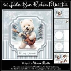 8x8 Polar Bear Rockstar Mini Decoupage Kit - x5 A4 sheets