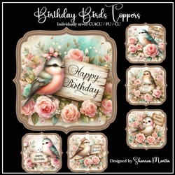 Birthday Birds Toppers/Frames 1-6 in PNG CU4CU/CU/PU