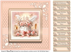 8x8 18th Birthday (Peach) T1 Card Front with Sentiments