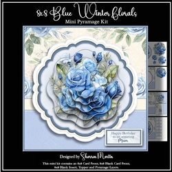 8x8 Blue Winter Florals Mini Pyramage Kit - x4 A4 Sheets