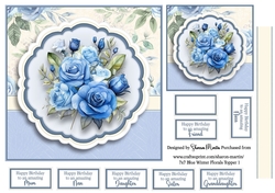 7x7 Blue Winter Florals T1- Quick Card