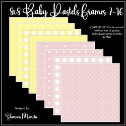 8x8 Pastel Baby Pink & Yellow Frames/Mats 9-16 in JPEG & PNG