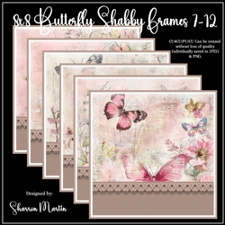 8x8 Butterfly Shabby Frames/Mats 7-12 in JPEG & PNG