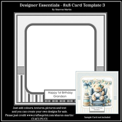 8x8 Card Template 3 - Designer Essentials Kit in PNG
