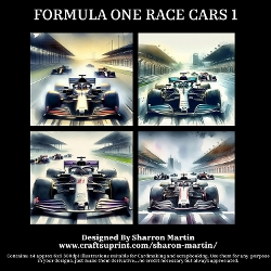 cup1356293_1495 - FORMULA ONE RACE CARS 1 - Illustrations for Cardmakers & Designers 