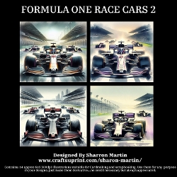 FORMULA ONE RACE CARS 2- Illustrations for Cardmakers & Designers 