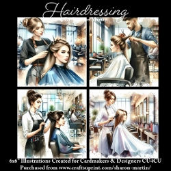 x4 Hairdressing  - Illustrations for Cardmakers & Designers  