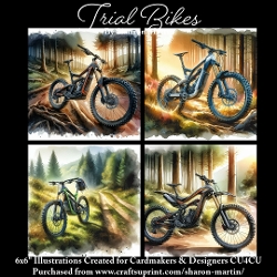 x4 Trial Bikes 2 - Illustrations for Cardmakers & Designers