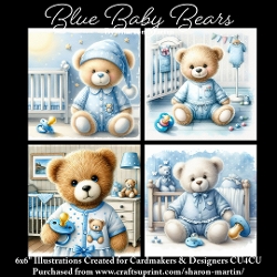 x4 Blue Baby Bears 1 - Illustrations for Cardmakers & Designers
