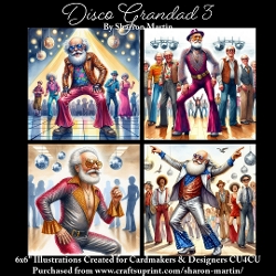 x4 Disco Grandad 3 - Illustrations for Cardmakers & Designers