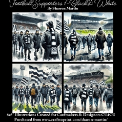 x4 Football Supporters 1 (Blk&White) - Illustrations for Cardmakers & Designers