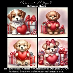 x4 Romantic Dogs 2  - Illustrations for Cardmakers & Designers  