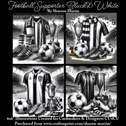 x4 Football Supporter Black & White - Illustrations for Cardmakers & Designers