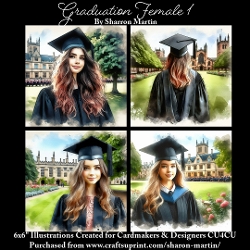 x4 Graduation Female 1 - Illustrations for Cardmakers & Designers  