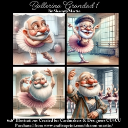 x4 Ballerina Grandad 1 - Illustrations for Cardmakers & Designers