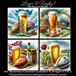 x4 Lager & Rugby 1 - Illustrations for Cardmakers & Designers  