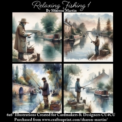 x4 Relaxing Fishing 1 - Illustrations for Cardmakers & Designers