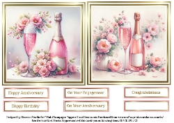 6x6 Pink Champagne 2 Toppers and Sentiments sheet