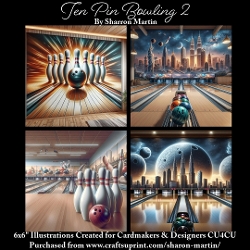 6x6 TEN PIN BOWLING 2 - Illustrations for Cardmakers & Designers  