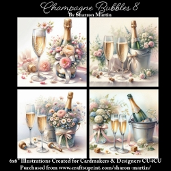 6x6 Champagne Bubbles 8- Illustrations for Cardmakers & Designers