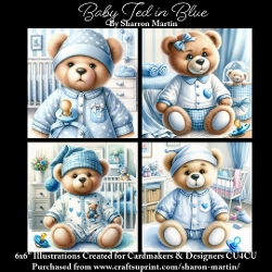 6x6 Baby Ted in Blue - Illustrations for Cardmakers & Designers