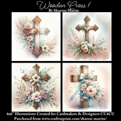 6x6 Wooden Cross 1- Illustrations for Cardmakers & Designers