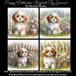 6x6 Puppy Collection - English Toy Spaniel - Illustrations for Cardmaking & Designers
