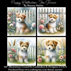 6x6 Puppy Collection - Fox Terrier - Illustrations for Cardmaking & Designers
