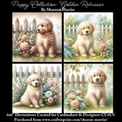 6x6 Puppy Collection - Golden Retriever - Illustrations for Cardmaking & Designers