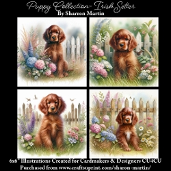 6x6 Puppy Collection - Irish Setter - Illustrations for Cardmaking & Designers