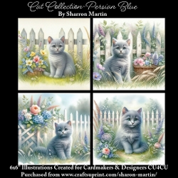 6x6 Cats Collection - Russian Blue - Illustrations for Cardmaking & Designers
