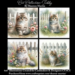 6x6 Cats Collection - Tabby - Illustrations for Cardmaking & Designers