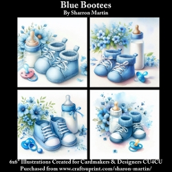 8x8 Baby Bootees Blue - Illustrations for Cardmakers & Designers 