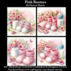 8x8 Baby Bootees Pink - Illustrations for Cardmakers & Designers