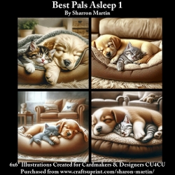 8x8 Best Pals Asleep 1 - Illustrations for Cardmakers & Designers 