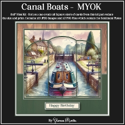 Canal Boats - Make Your Own Kit - x18 Images in JPEG & x2 Sentiment Plates in PNG