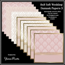 8x8 Soft Wedding Damask Card Fronts & Matching Papers 3