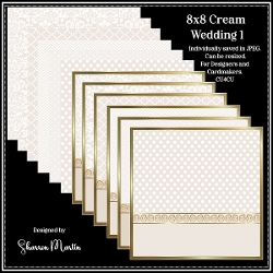 8x8 Cream Wedding Card Fronts & Matching Papers 1