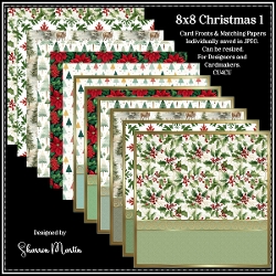 8x8 Christmas Patterns Card Fronts & Matching Papers 1