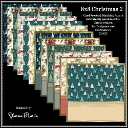 8x8 Christmas Patterns Card Fronts & Matching Papers 2