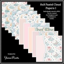8x8 Pastel Clouds 1 - Card Fronts and Matching Papers 1