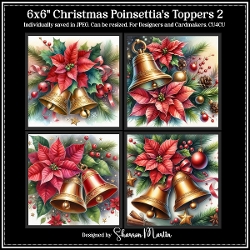 6x6 Christmas Bells & Poinsettias 2 - Illustrations for Cardmakers & Designers
