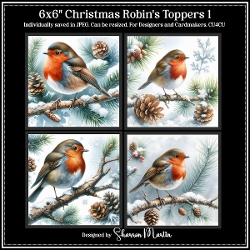 6x6 Christmas Robins 1 - Illustrations for Cardmakers & Designers