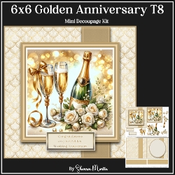 6x6 Golden Anniversary Mini Decoupage Kit - x2 A4 Sheets