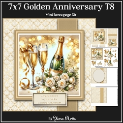 7x7 Golden Anniversary Mini Decoupage Kit - x4 A4 Sheets