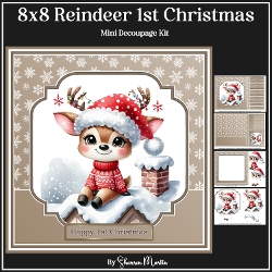 8x8 Reindeer Babies 1st Christmas Mini Decoupage Kit