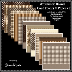 8x8 Rustic Brown 1 Card Fronts & Matching Papers 1-6