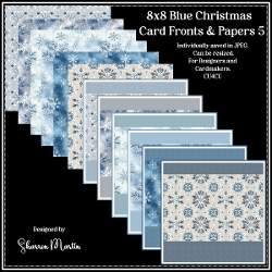 8x8 Blue Christmas 5 Card Fronts & Matching Papers 25-31