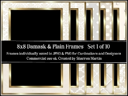 8x8 Damask and Plain Frames 1-10 in JPEG & PNG