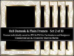 8x8 Damask and Plain Frames 11-20 in JPEG & PNG 